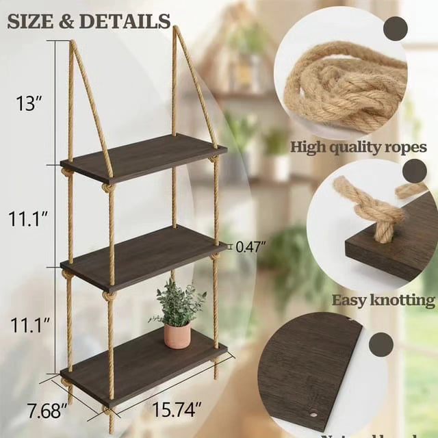 3 Tier Wooden Floating Shelf