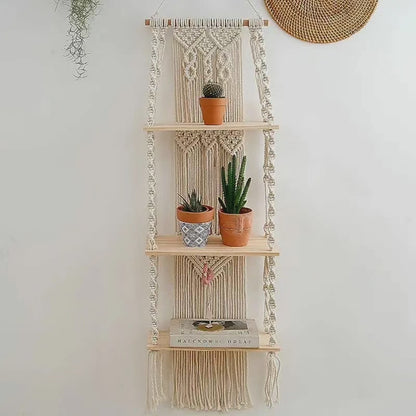 3 Tier Bohemian Wall Hanging Floating Shelves