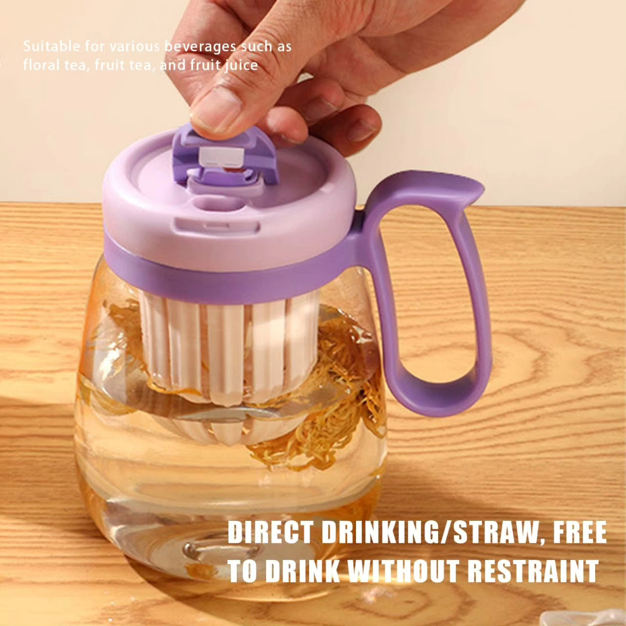 Plastic Water Bottle/Teacup with Infuser and Lid