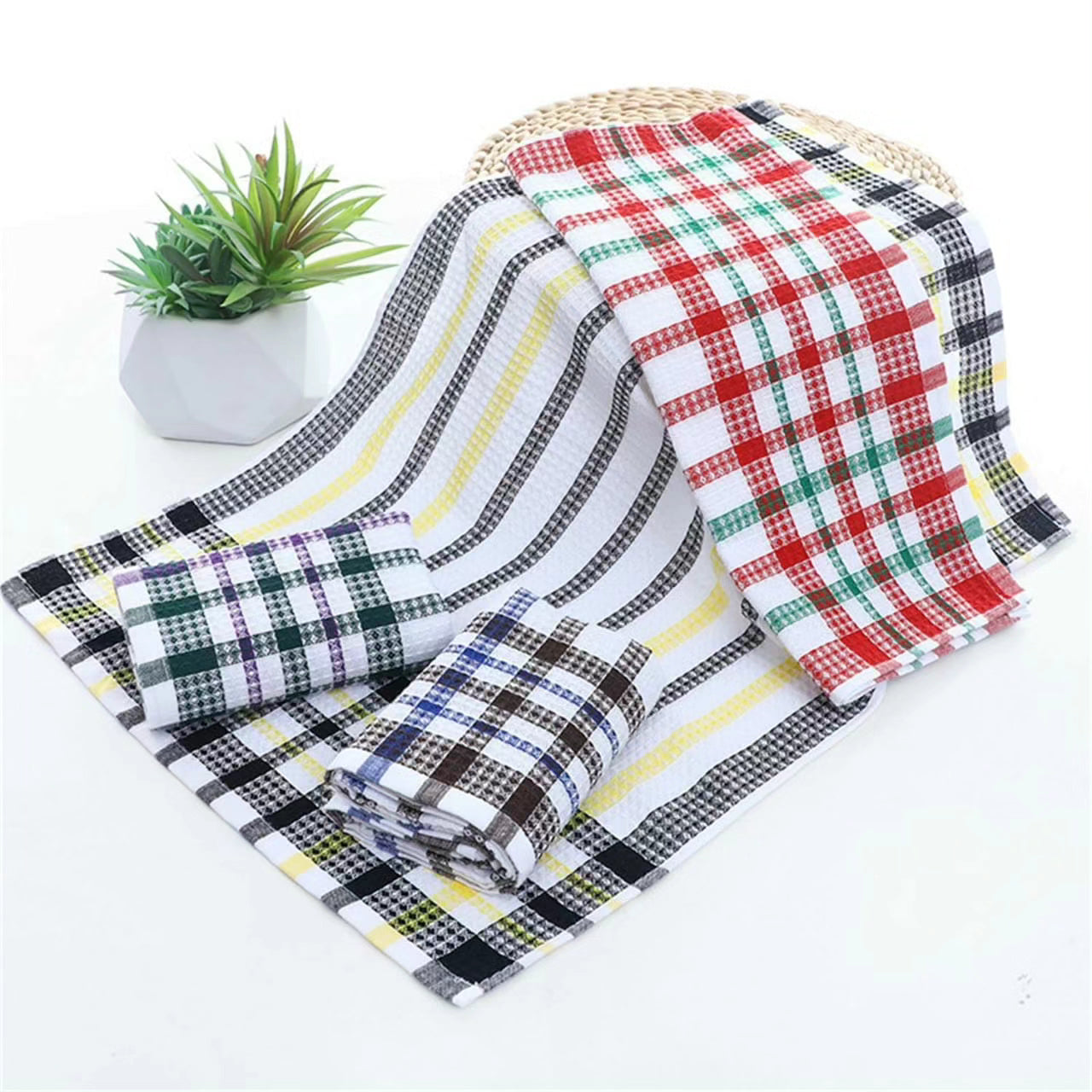 4Pcs Set Cotton Bright Large Tea Towels