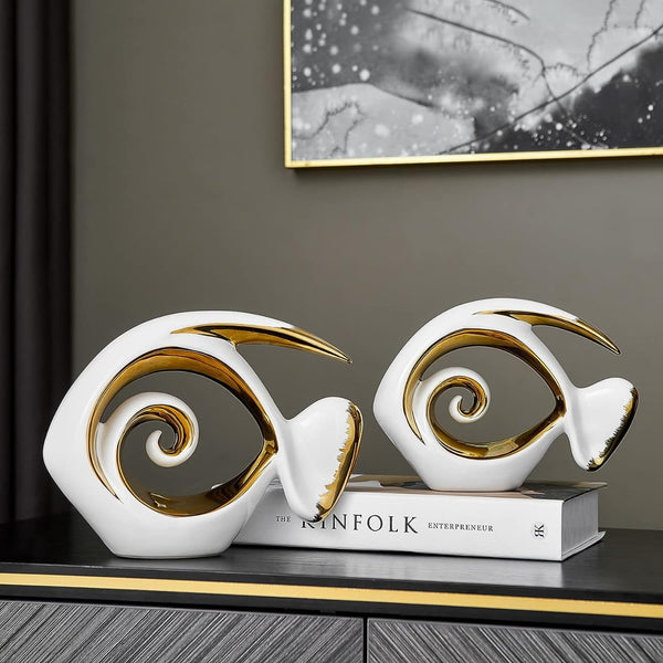 Fish Sculpture Ceramic Statue Set