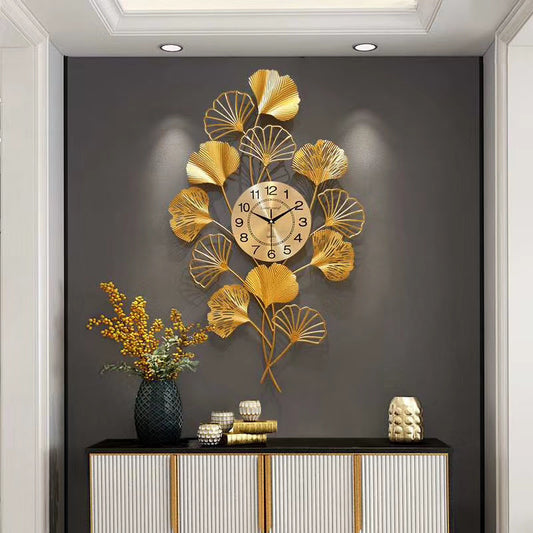 Iron leaf wall clock