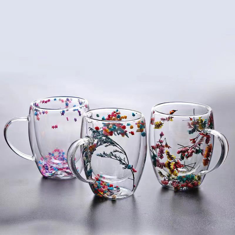 Double walled floral mugs