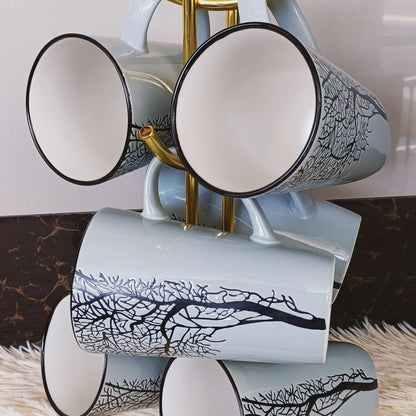 6pc Ceramic tree mug