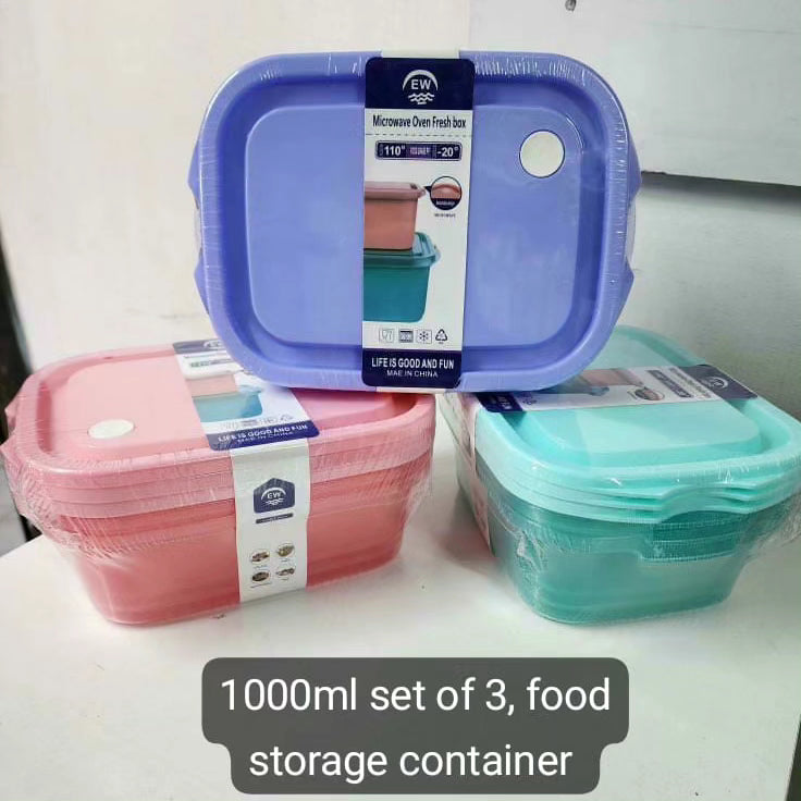 Set of 3 Food Grade Plastic Food Container