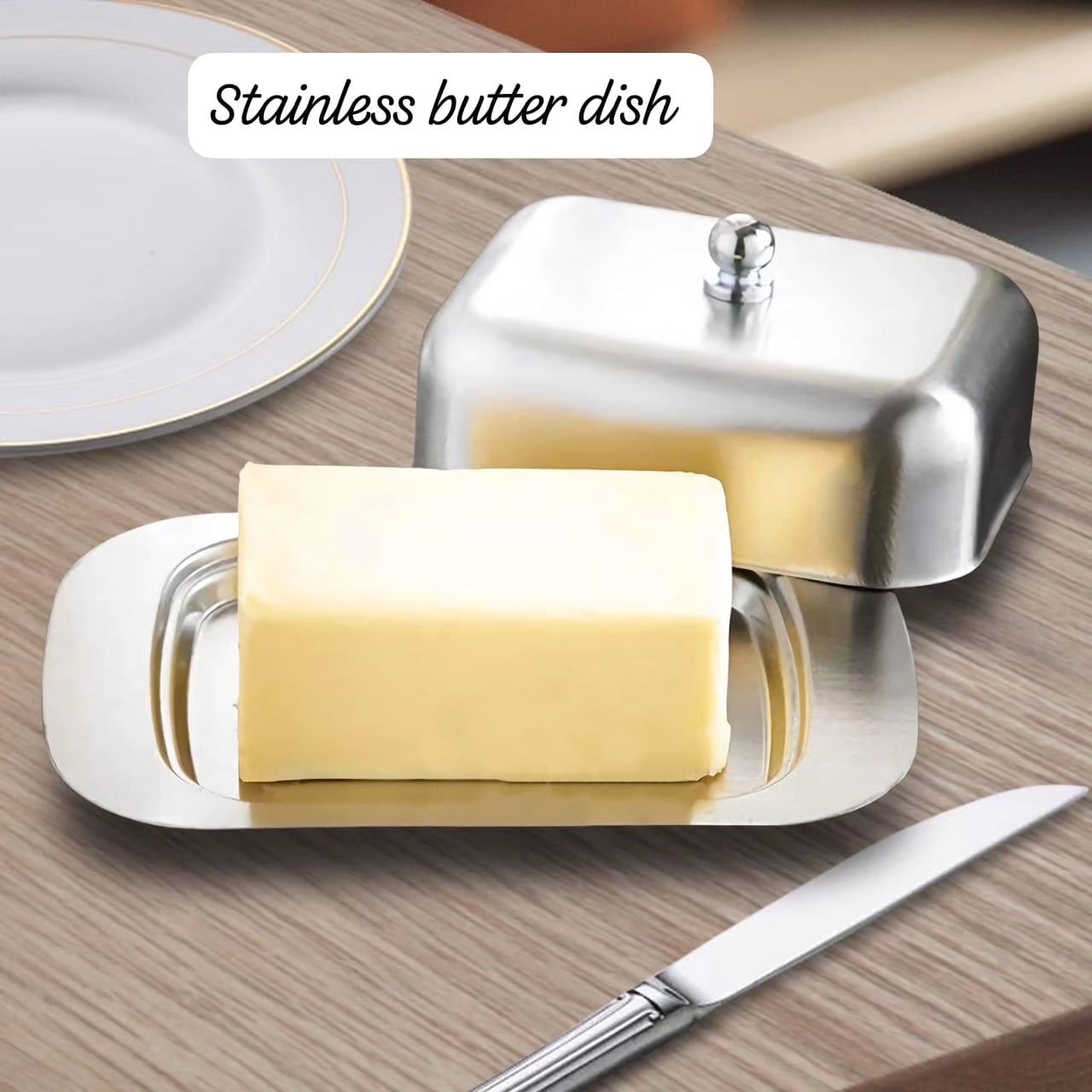 Stainless butter dish