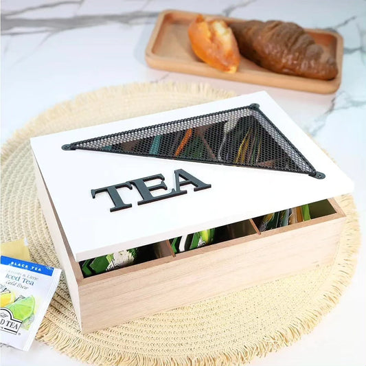 6 Compartment Wooden Teabag/Coffee Organizer