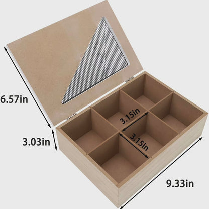 6 Compartment Wooden Teabag/Coffee Organizer