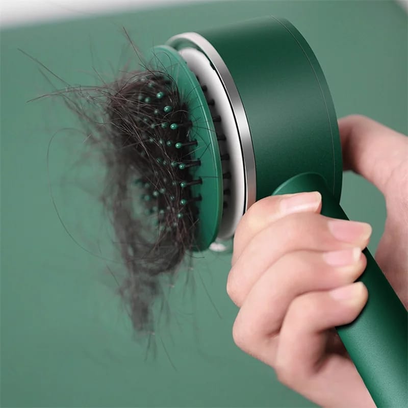 Self cleaning hair comb