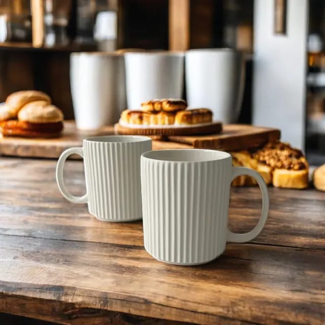 6pcs White Ceramic Mugs