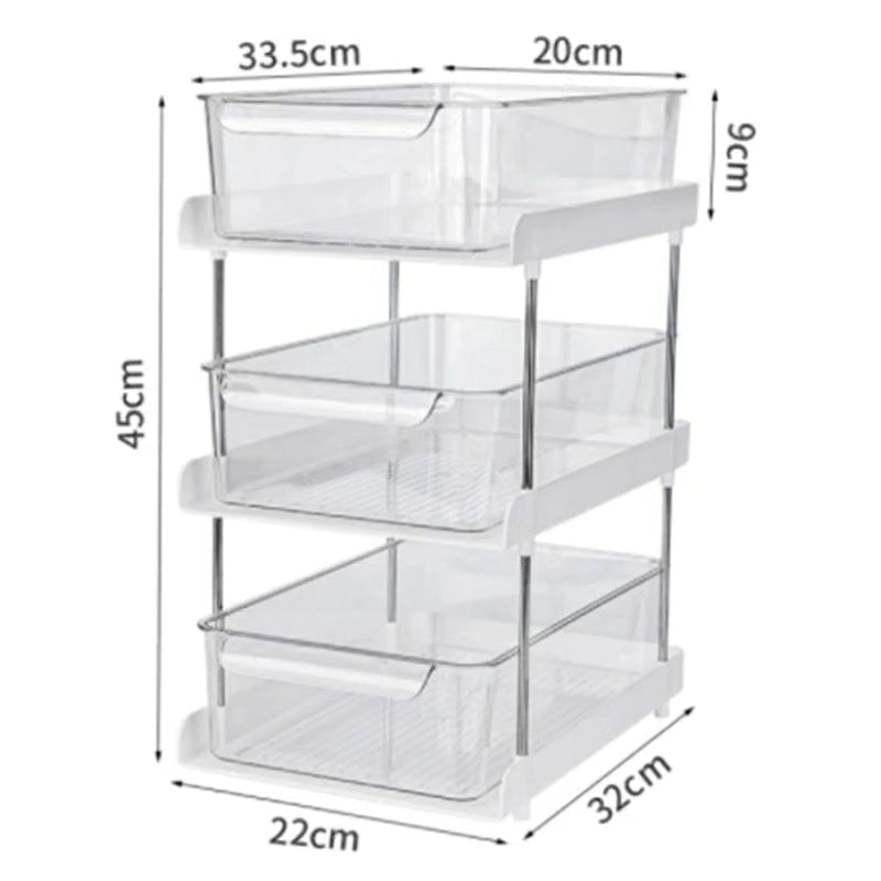 3 Tier Multi-functional Organizer with Clear Drawer Bins