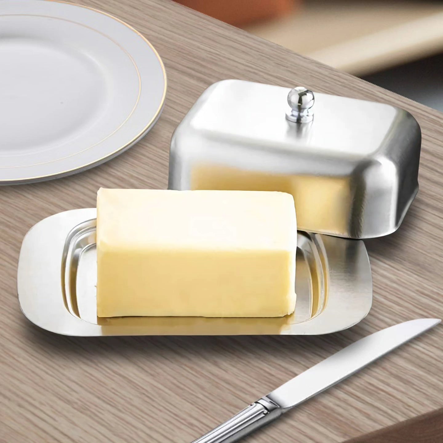 Metal Butter Dish with Lid