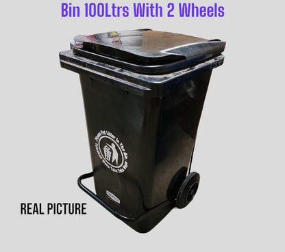 Heavy duty 120 litres pedal dustbin with wheels
