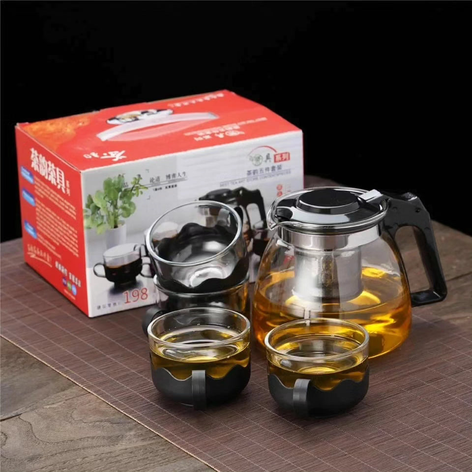 5pc Transparent Heat Resistance Glass Infuser Tea Set