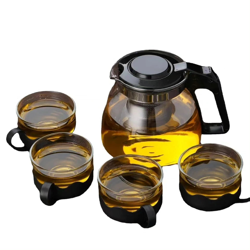 5pc Transparent Heat Resistance Glass Infuser Tea Set