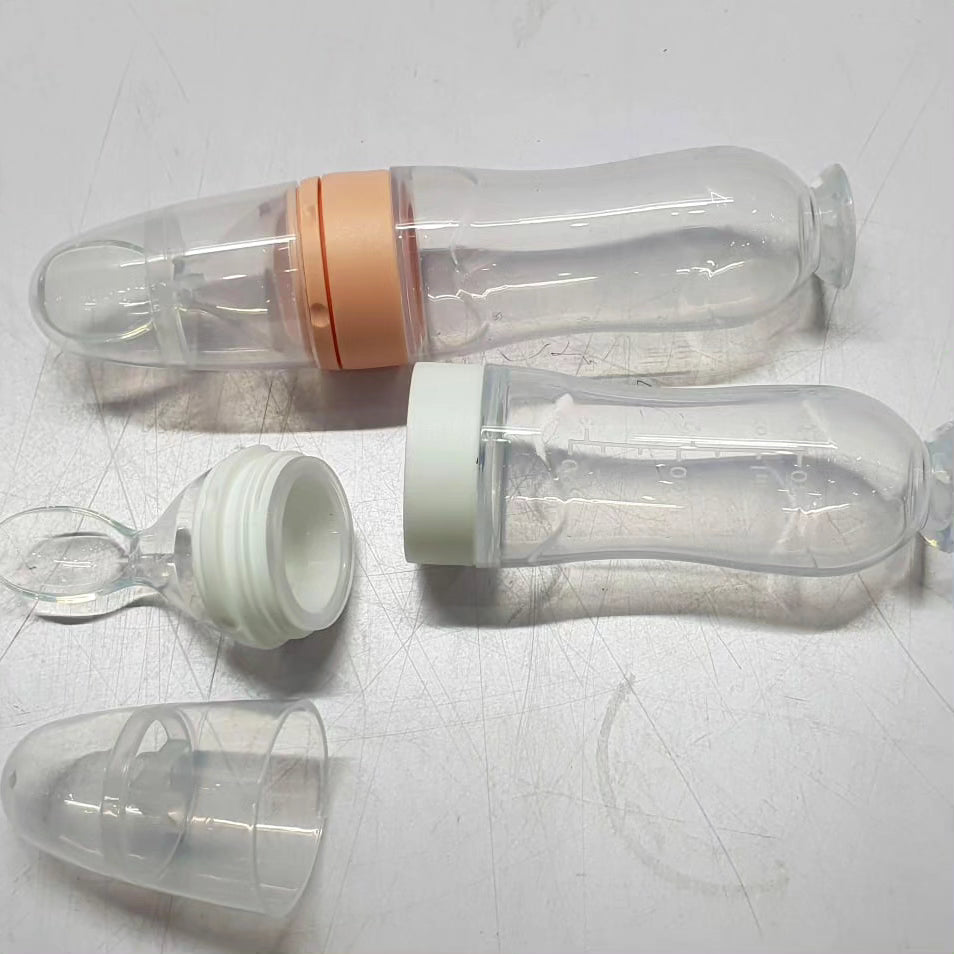 90ml Soft Silicone Baby Feeding Bottle with Spoon Tip