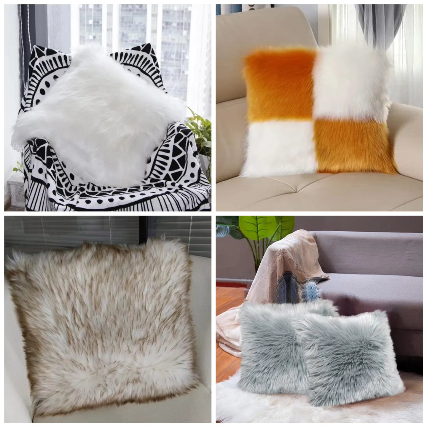 Faux fur throw cases