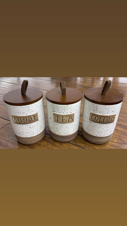 3pcs Airtight Canisters Set with Bambo