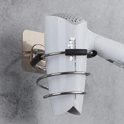 Bathroom hair dryer holder
