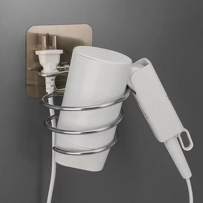 Bathroom hair dryer holder