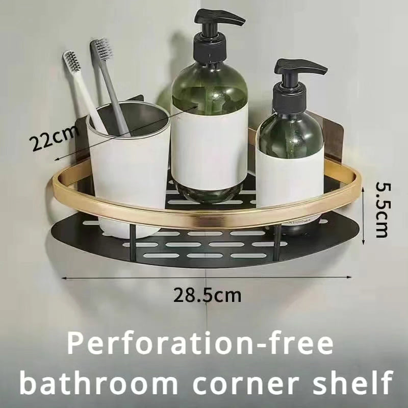 Aluminium Alloy Corner Bathroom Rack with Self Adhesive
