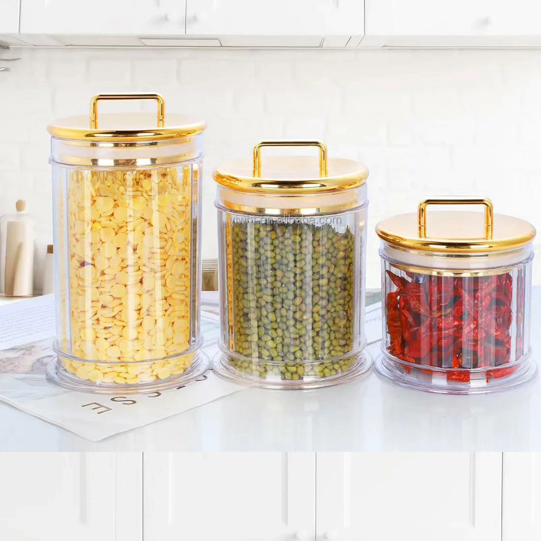 3pcs High Quality Luxury Home Decorative Acrylic Storage Jars