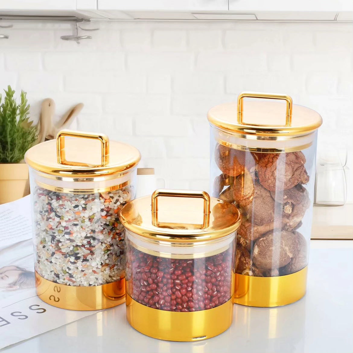 3pcs High Quality Luxury Home Decorative Acrylic Storage Jars