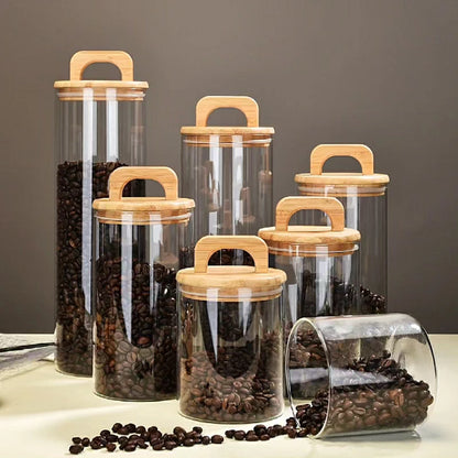 2150ml Borosilicate glass spaghetti jar with bamboo lid