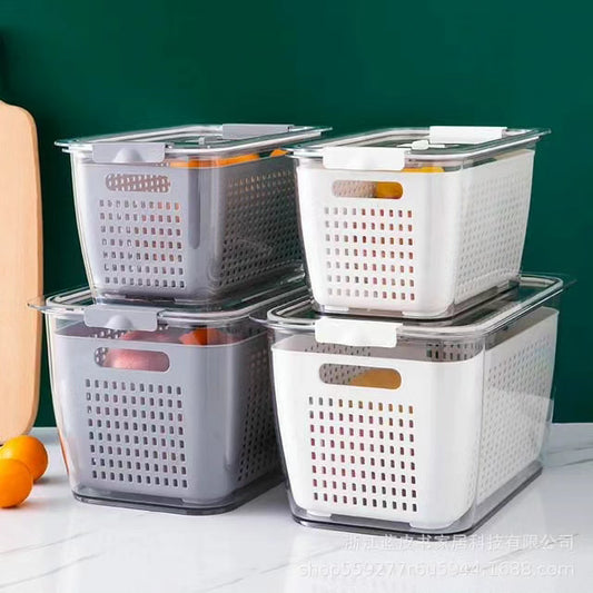 2pc Set Double Layer Refrigerator Freshness Storage Box