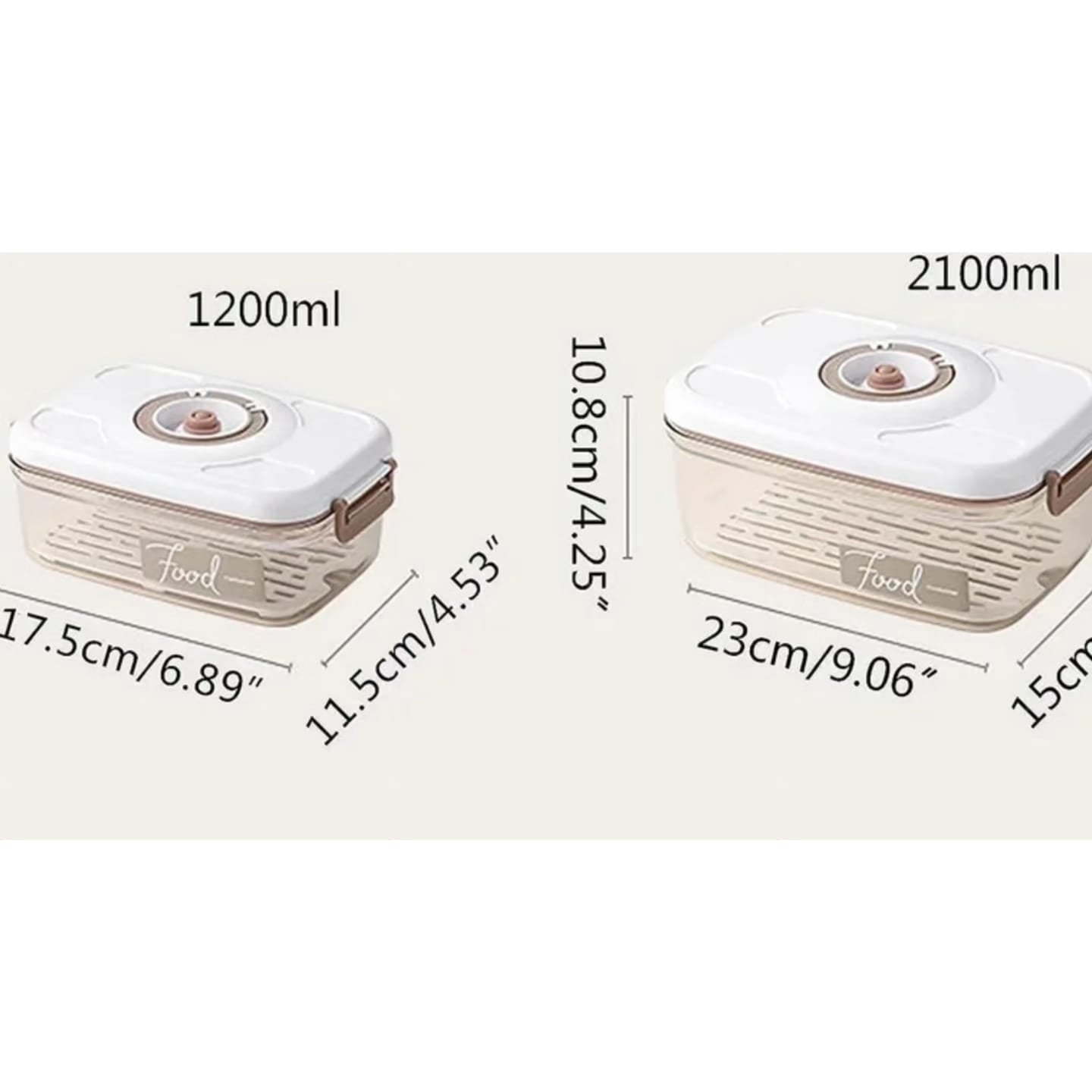 2Pc Food vacuum storage containers