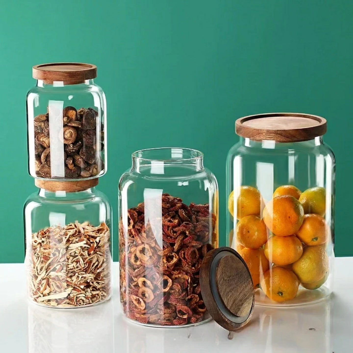 3L Acacia Lid Borosilicate Glass Storage Jar