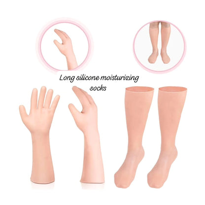 Long pair moisturizing silicone gloves