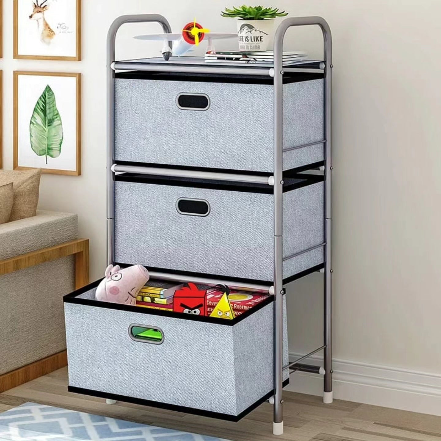 Multipurpose Storage Rack with Drawers