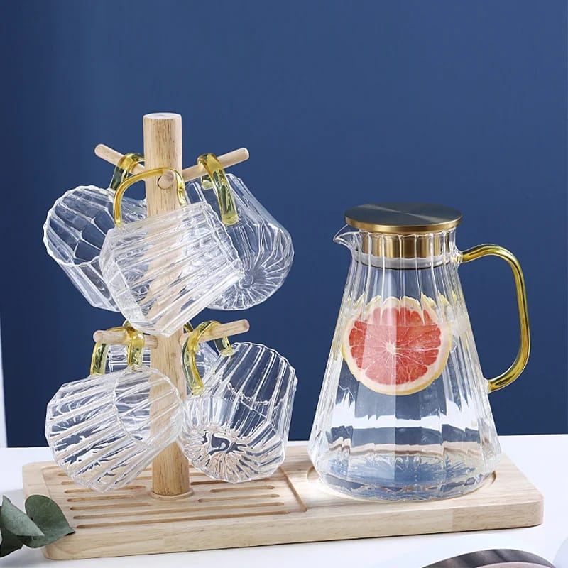 Glass Decanter Kettle Cups Set