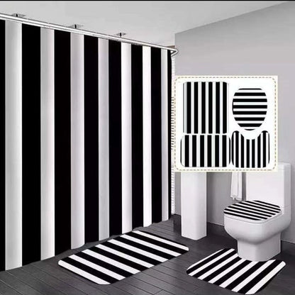 4Pc Bathroom mats and shower curtain