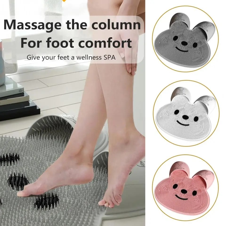 Rabbit shaped antislip bathroom mat back scrubber foot massager