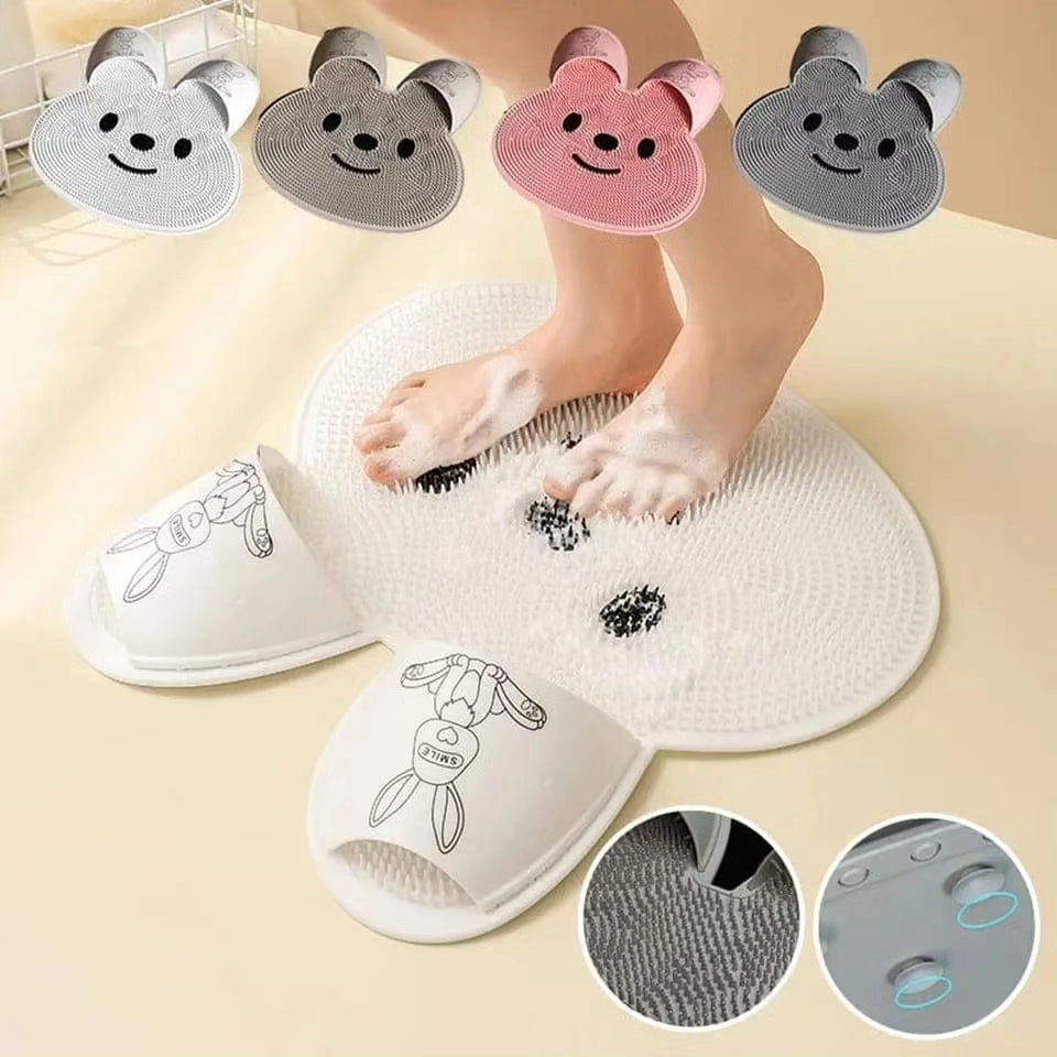 Rabbit shaped antislip bathroom mat back scrubber foot massager