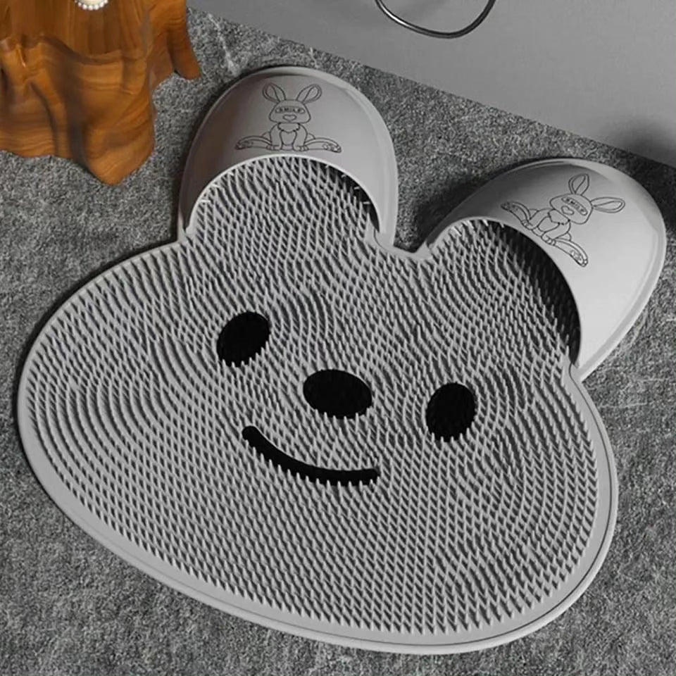 Rabbit shaped antislip bathroom mat back scrubber foot massager