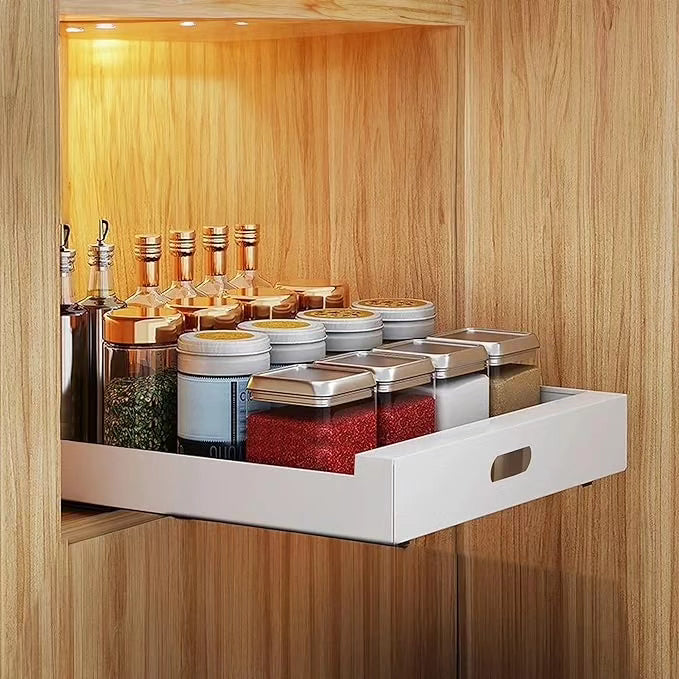 Sliding cabinet organizer