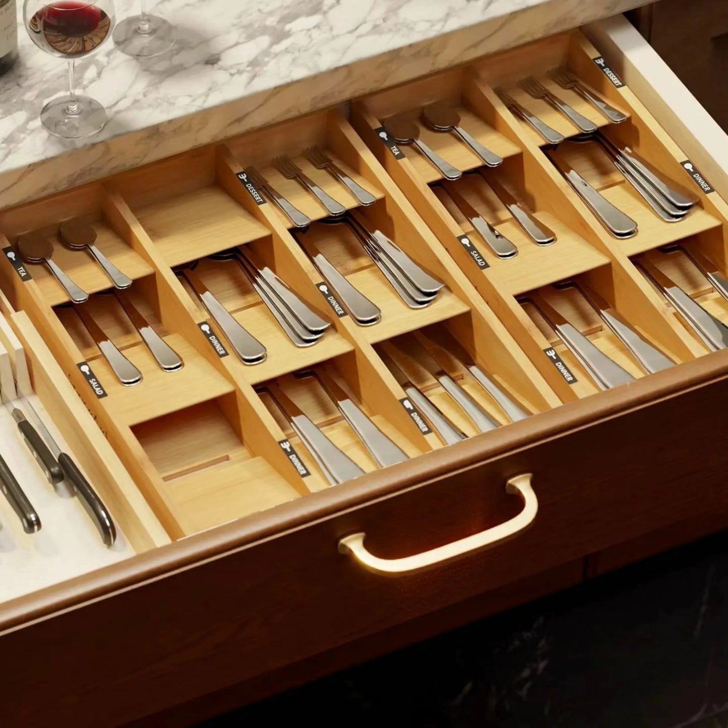 Eco Friendly Bamboo Cutlery Organizer BlackNov