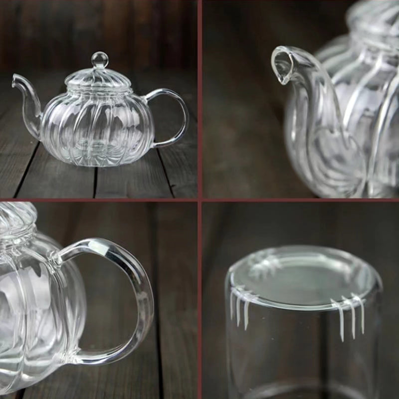 800ml Stripped High Borosilicate Glass Tea Pot