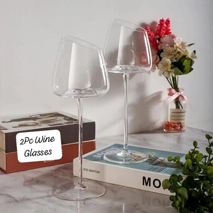 2Pc Slanted wine glasses