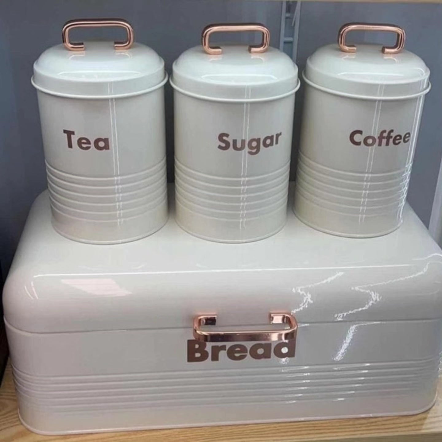 Alloy breadbin with 3 cannisters