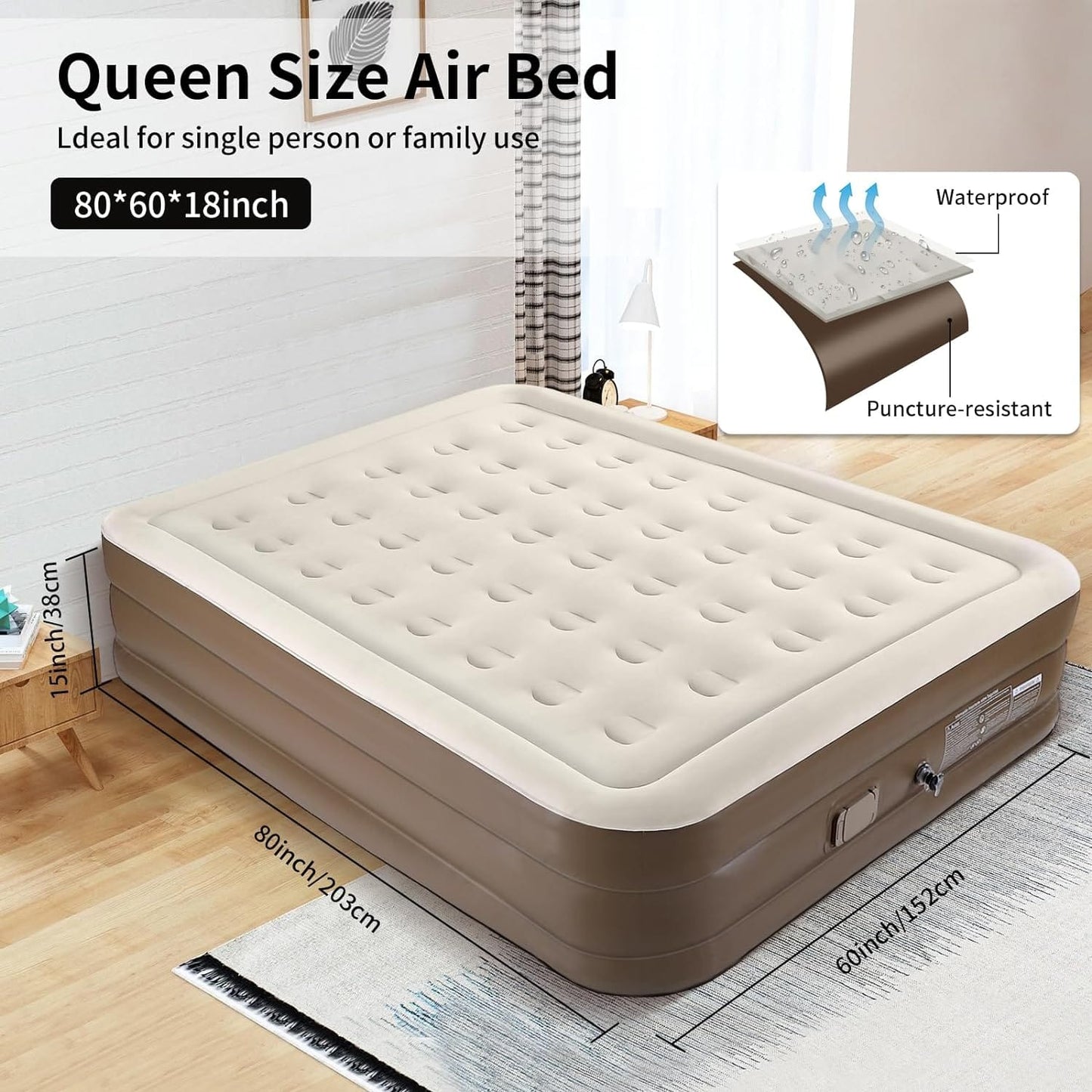 Queen size inflatable air bed