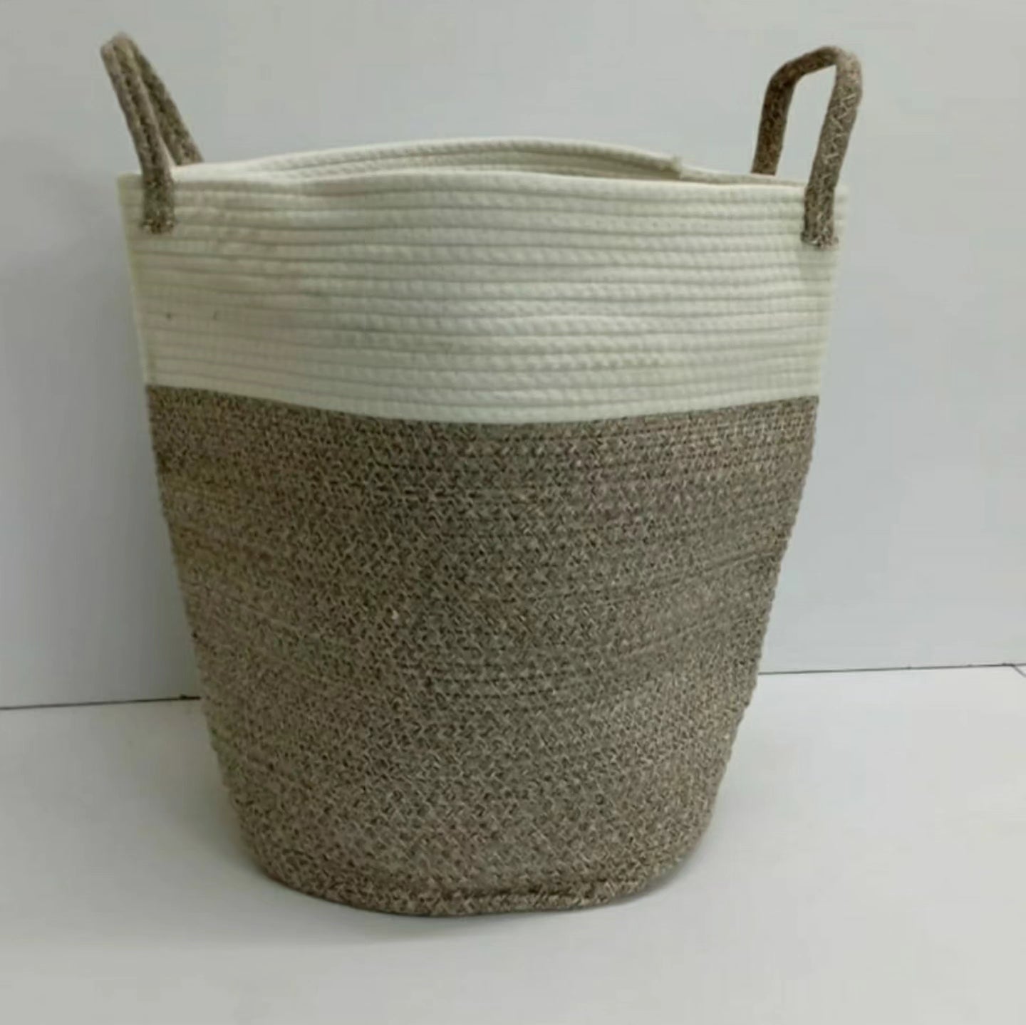 Laundry Basket Decorative Woven Cotton Rope Storage Hamper with Handles