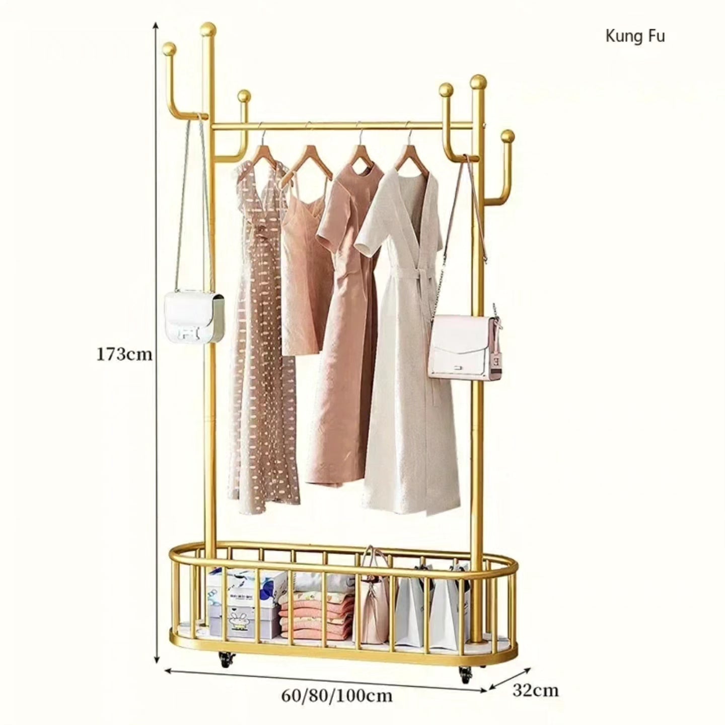 Movable Cloth Rack with Wheels