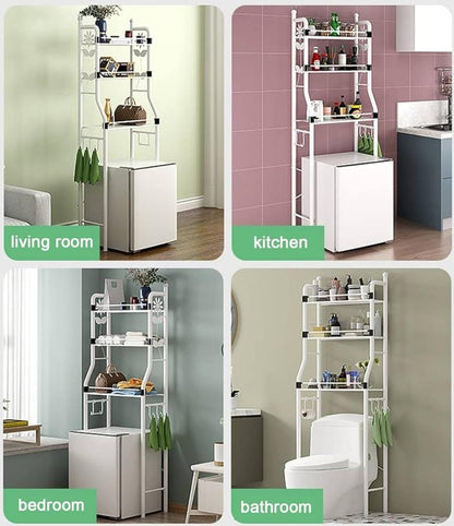 Over the machine rack and over the toilet rack
