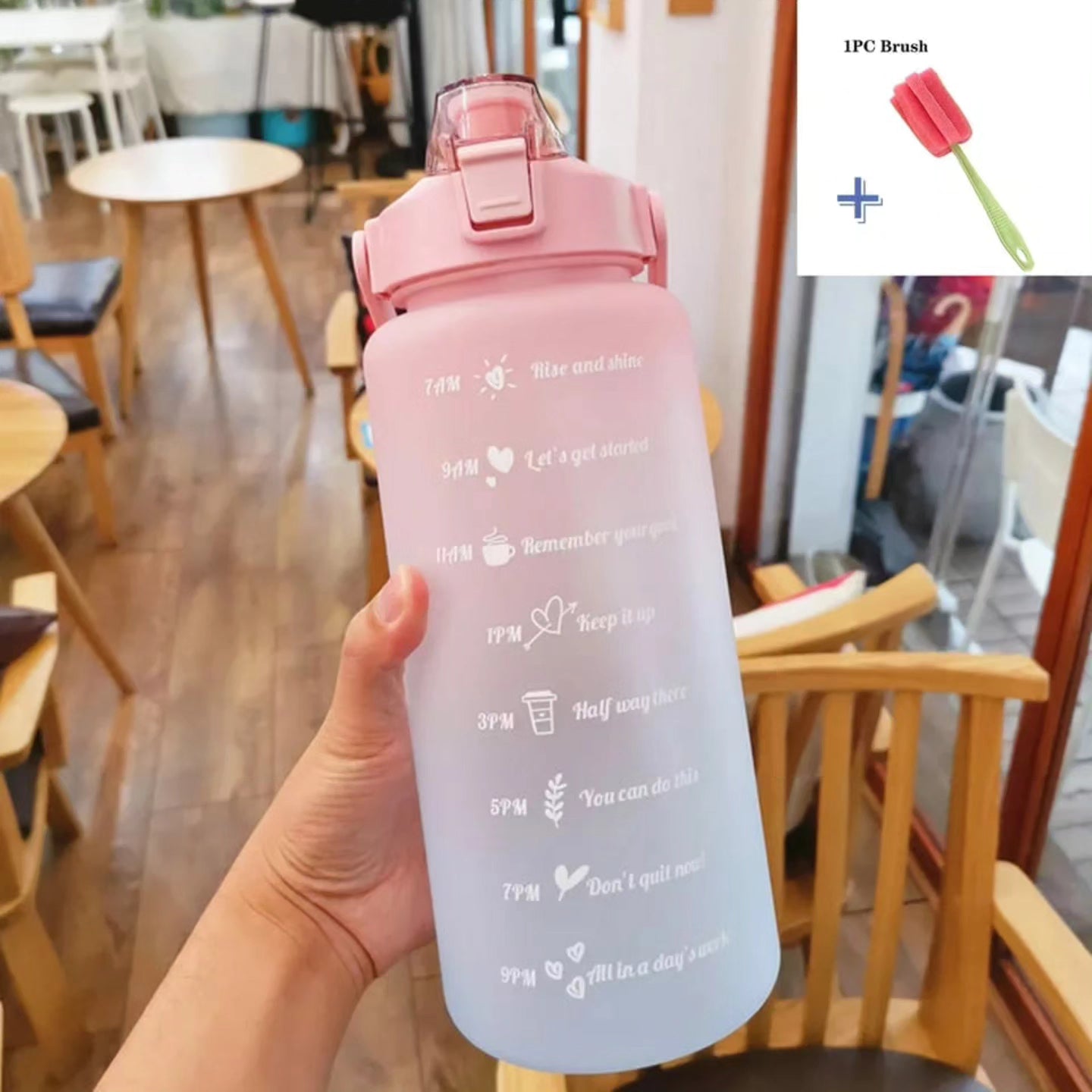 2L Motivational Water Bottle with a Straw