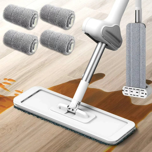 2 in 1 360°Rotating flat mop with extra mop pads