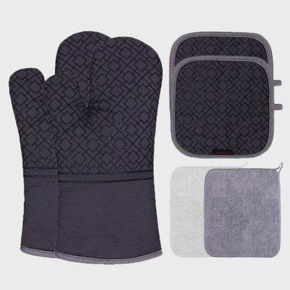 6pc Oven Gloves and Mittens